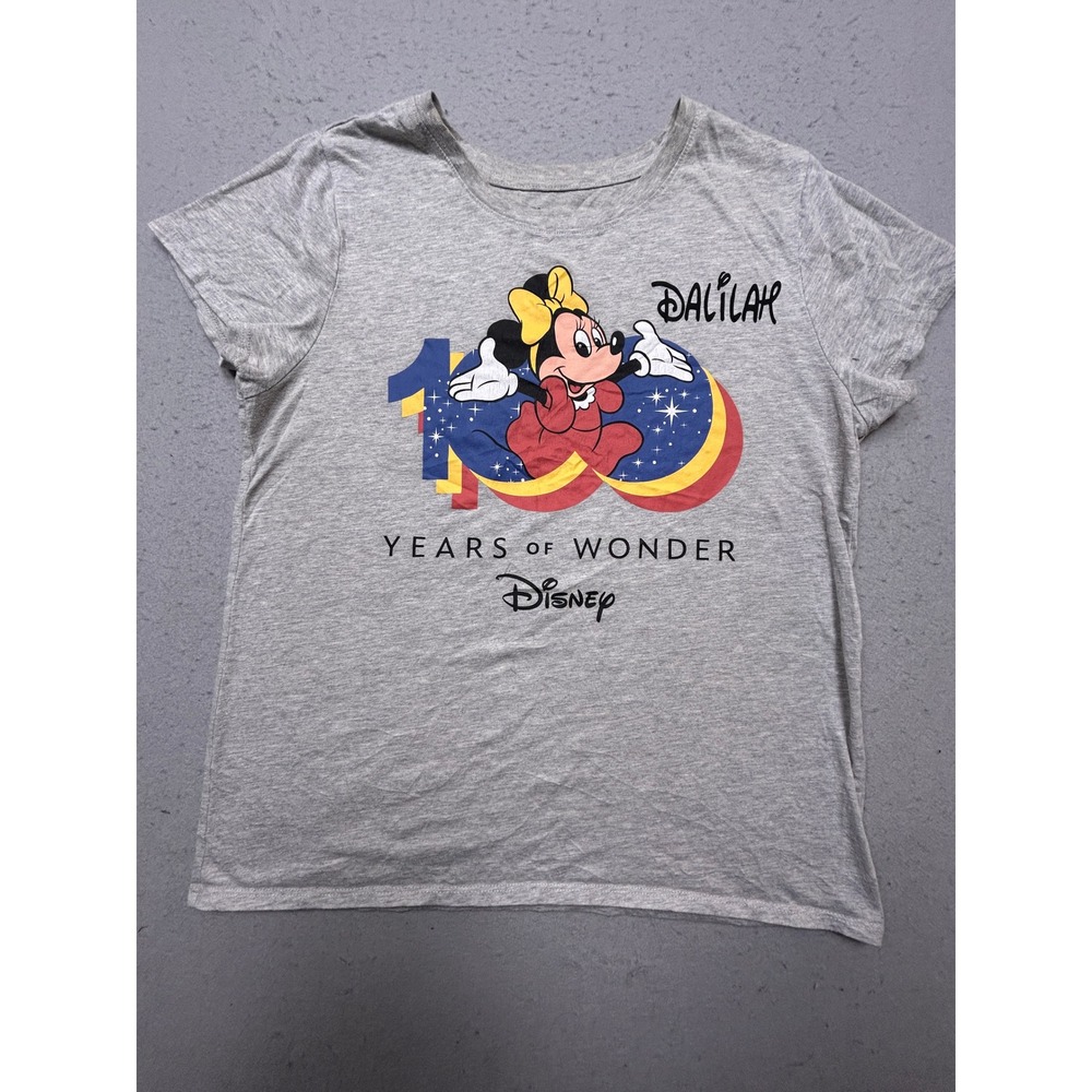 Disney T-Shirt Cotton Poly Gray Minnie 100 Years of Wonder Medium Womens